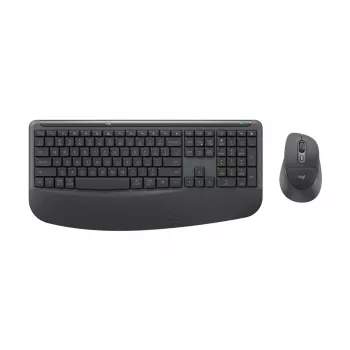Logitech Signature Comfort Plus Combo MK880 for Business - conjunto de teclado e rato - Full Size - com indicador LED de bateria - sem fios - USB-C, Bluetooth LE - QWERTZ - alemão - grafite