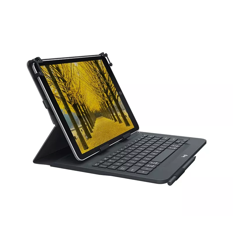 Teclado universal e capa folio Logitech para tablets de 9-10 polegadas, Bluetooth 3.0, layout QWERTZ suíço-alemão, graphite