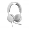 Headset on-ear Logitech Zone Wired 2 USB-C com microfone de arco com cancelamento de ruído, branco-sujo