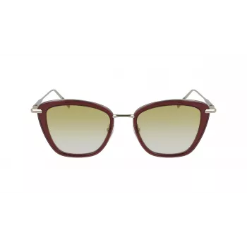 Óculos de sol de mulher Longchamp LO638S-611 cat-eye, armação Havana, lentes castanhas degradê, 52 mm