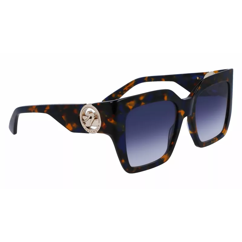 Óculos de sol geométricos de mulher LONGCHAMP LO734S-430 Havana acetato degradê castanho lente 53 mm
