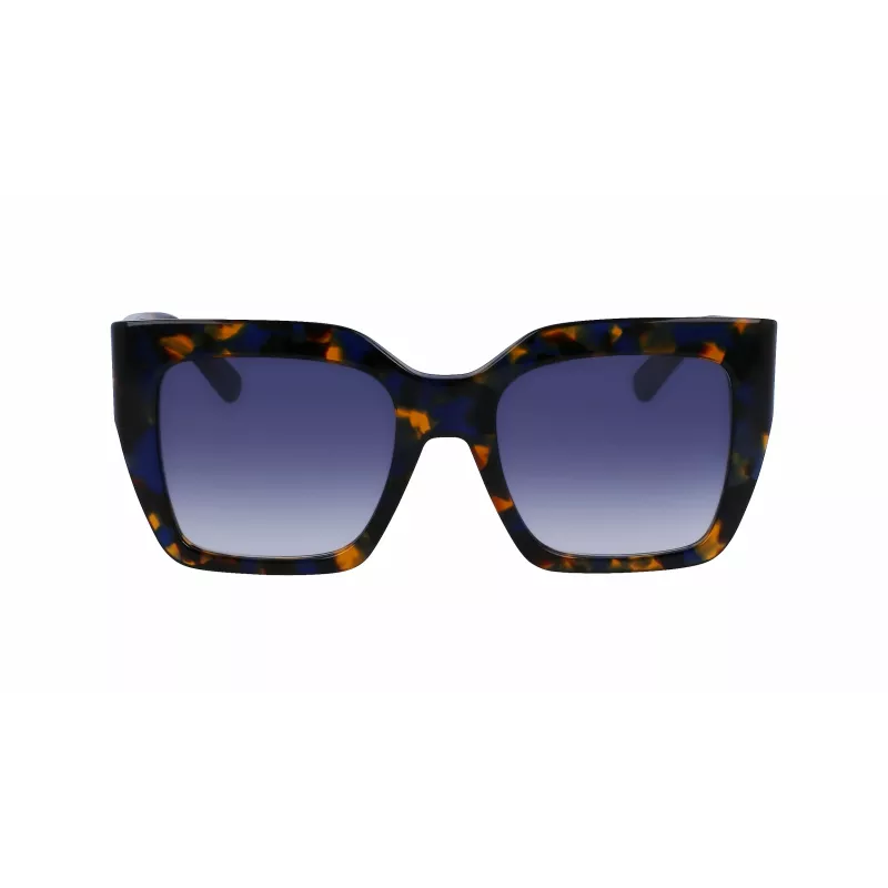 Óculos de sol geométricos de mulher LONGCHAMP LO734S-430 Havana acetato degradê castanho lente 53 mm