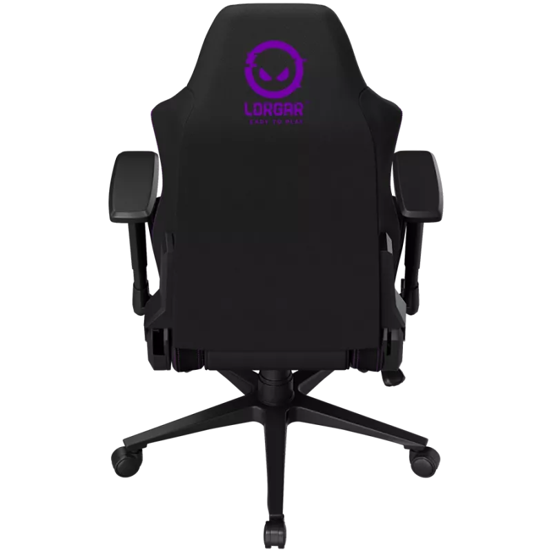 Cadeira gaming ergonómica LORGAR CHA41 Advanced, tecido premium anti-manchas, preto/roxo