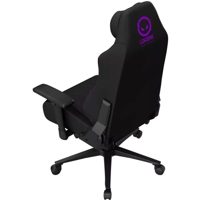Cadeira gaming ergonómica LORGAR CHA41 Advanced, tecido premium anti-manchas, preto/roxo