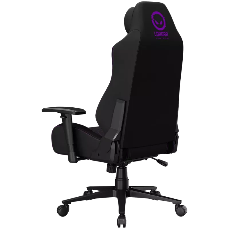 Cadeira gaming ergonómica LORGAR CHA41 Advanced, tecido premium anti-manchas, preto/roxo