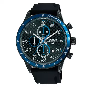 Relógio Lorus homem quartzo analógico RM337EX9 mostrador azul bracelete de pele castanha 43 mm