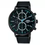 Lorus relógio de homem analógico de quartzo RM363FX9 - mostrador azul, bracelete de aço inoxidável, 43mm
