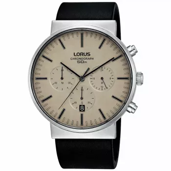 Relógio de homem Lorus quartzo analógico RT381GX9 - bracelete em aço inoxidável 43mm, mostrador preto, resistência à água 100m