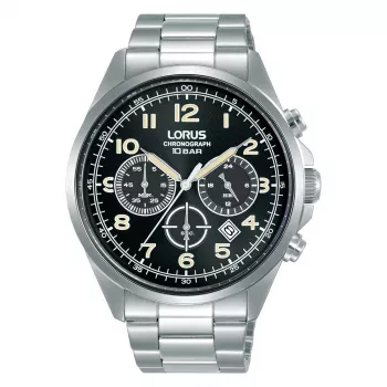 Relógio cronógrafo de quartzo de homem Lorus RT303KX9 - 43 mm aço inoxidável, mostrador preto