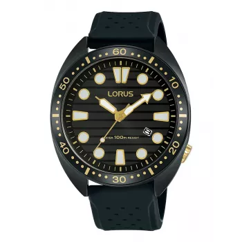 Lorus relógio de quartzo homem RH927LX9 42mm aço inoxidável mostrador preto