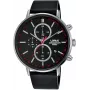 Lorus relógio de quartzo para homem RM365FX9 - caixa de aço inoxidável de 43mm, mostrador preto, bracelete prateada, resistência à água 100m
