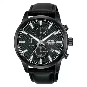 Relógio de homem Lorus RM333HX9 quartzo analógico 43mm aço inoxidável mostrador preto