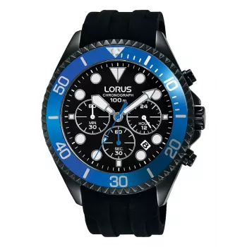 Relógio de quartzo Lorus RT323GX9 para homem 45mm aço inoxidável mostrador preto bracelete