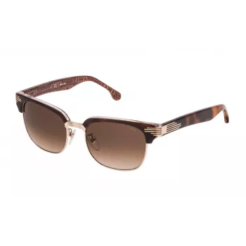 Óculos de sol retangulares unissexo LOZZA SL2253M52300K - armação de acetato preta, lentes de policarbonato cinzentas, proteção UV400