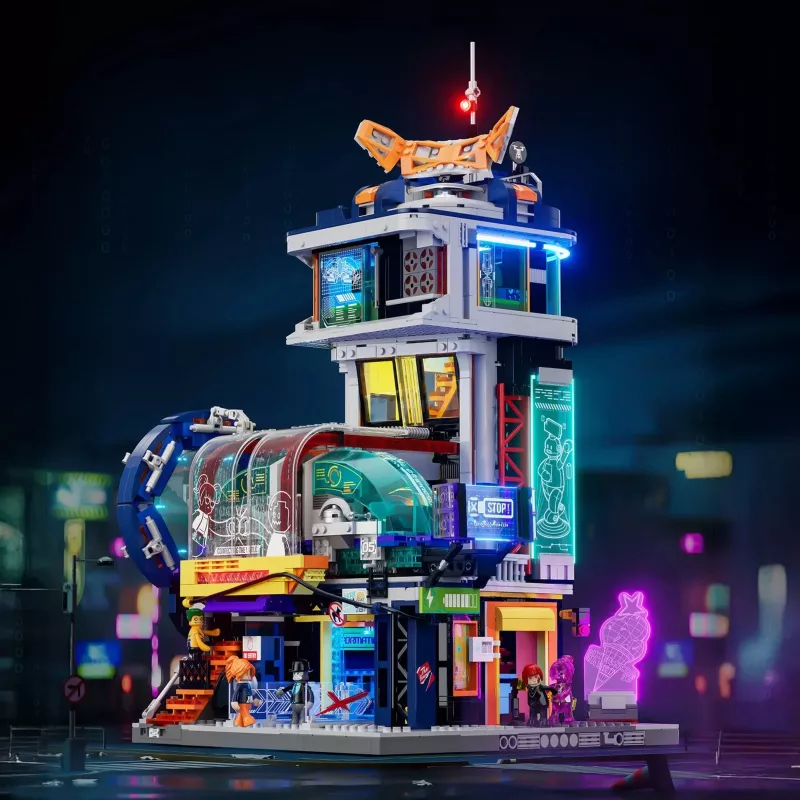 LUMIBRICKS Funwhole conjunto de blocos de construção Medieval Watchtower com iluminação LED (1368 peças)