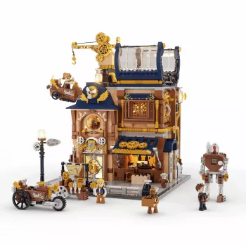 Lumibricks Conjunto de Blocos de Construção Steampunk Mechanical Workshop com Iluminação LED - 2150 peças