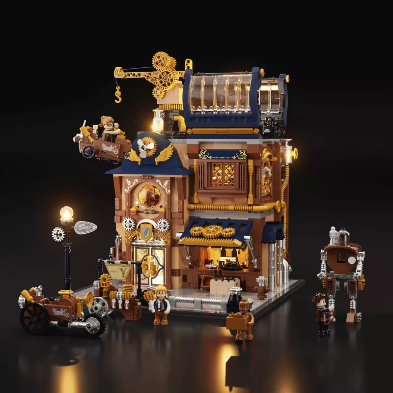 Lumibricks Conjunto de Blocos de Construção Steampunk Mechanical Workshop com Iluminação LED - 2150 peças