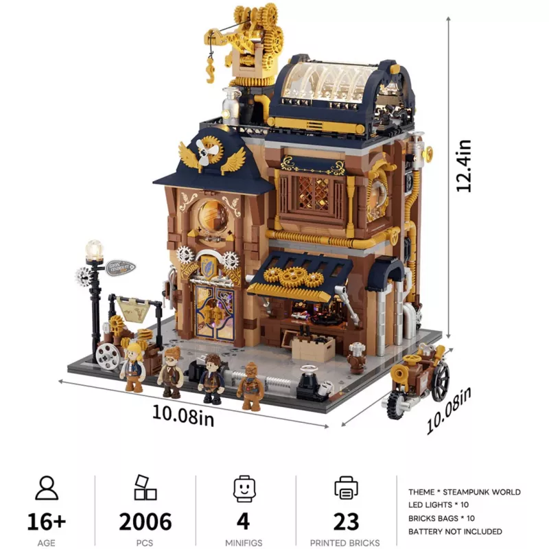 Lumibricks Conjunto de Blocos de Construção Steampunk Mechanical Workshop com Iluminação LED - 2150 peças