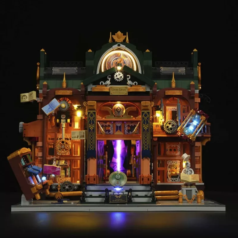 Kit de miniatura DIY Lumibricks Steampunk Time Rift Library Book Nook