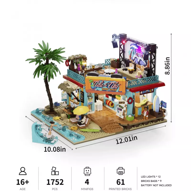 Lumibricks Surfshop conjunto de blocos de construção com iluminação