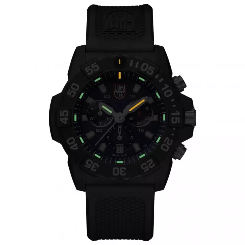 Relógio cronógrafo de homem Luminox Navy SEAL série 3580 XS.3583 45mm Carbonox preto borracha