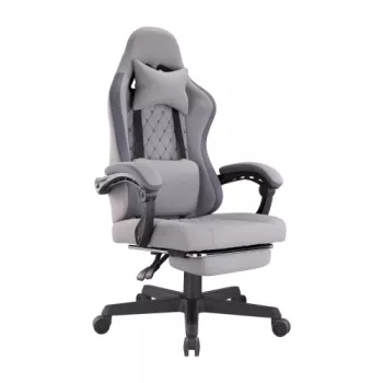 Cadeira gaming ergonómica LUMIVIDA HS084714 com apoio de cabeça e lombar, preto/vermelho, pele PU, inclinação 90-155°, capacidade 150 kg