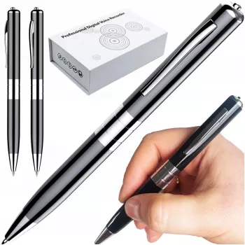 LUXURY-GOODS Mini caneta espiã gravador de voz USB 15H HQ com deteção de escuta