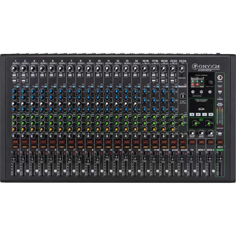 Misturadora analógica Mackie Onyx24 de 24 canais com interface USB