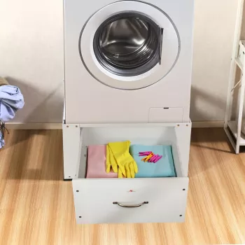 Base para máquina de lavar/secar MACLEAN MC-117 W com gaveta, carga máx. 150 kg, branco
