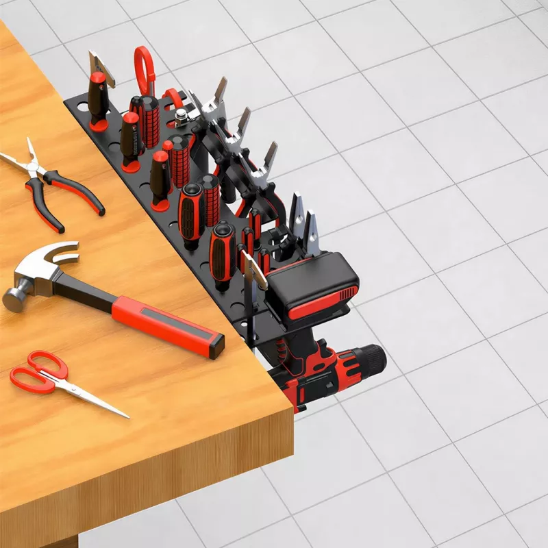 Organizador de ferramentas de parede MACLEAN MC-141 com 20 recipientes e 11 ganchos, preto/vermelho, 800x400x195 mm