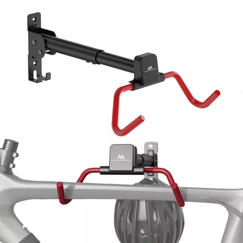 MACLEAN MC-172 Suporte de bicicleta horizontal para parede, aço, 30 kg de carga, ângulo ajustável, dobrável, preto