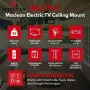 Maclean MC-176 T Suporte de teto elétrico para televisor com controlo inteligente Tuya, VESA 200x200 a 800x400, para televisores de 43-86 polegadas, carga de 55 kg, preto