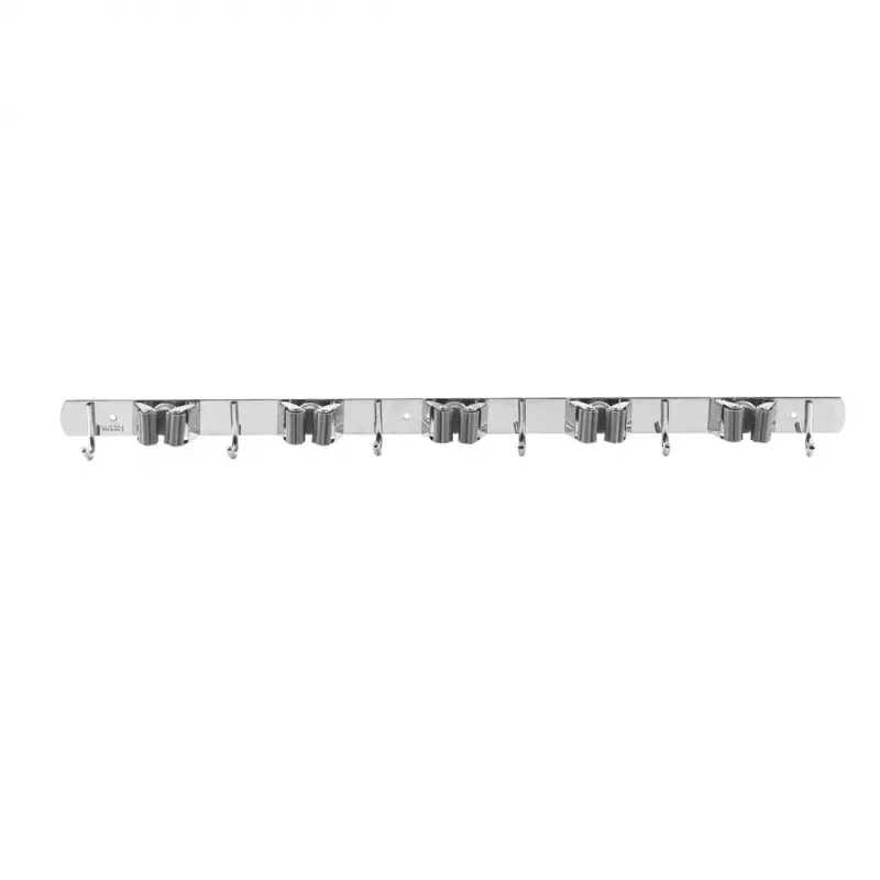 Maclean MC-185 Organizador de ferramentas de parede para ferramentas de jardim e esfregonas, aço, 60 cm, 20 kg de carga, com ganchos