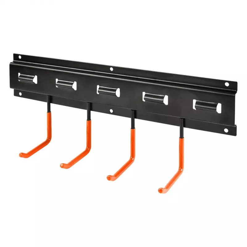 MACLEAN MC-193 Organizador de ferramentas de jardim para parede com 5 suportes automáticos e 6 ganchos rebatíveis, plástico ABS, cinzento/preto