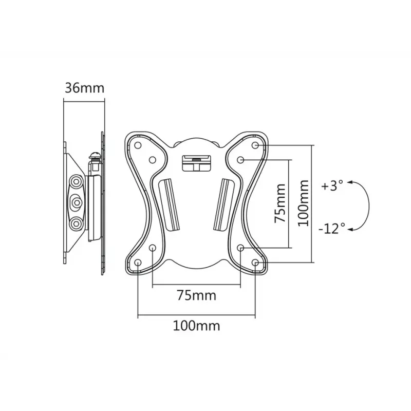 Maclean MC-715 suporte de parede fixo para TV para ecrãs LCD LED Plasma de 13-27 polegadas, VESA 75x75 100x100, 20 kg, preto