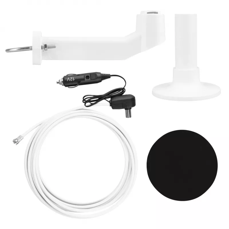 Antena omnidirecional ativa Maclean MCTV-103 para DVB-T/T2 HEVC para autocaravana, 12V