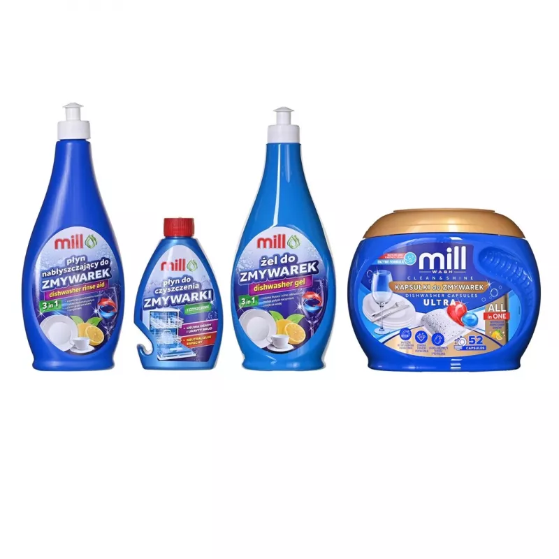 MADONIS conjunto de detergente para máquina de lavar louça Mill - 3 peças (detergente para louça limão, líquido para máquina de lavar louça, sal)