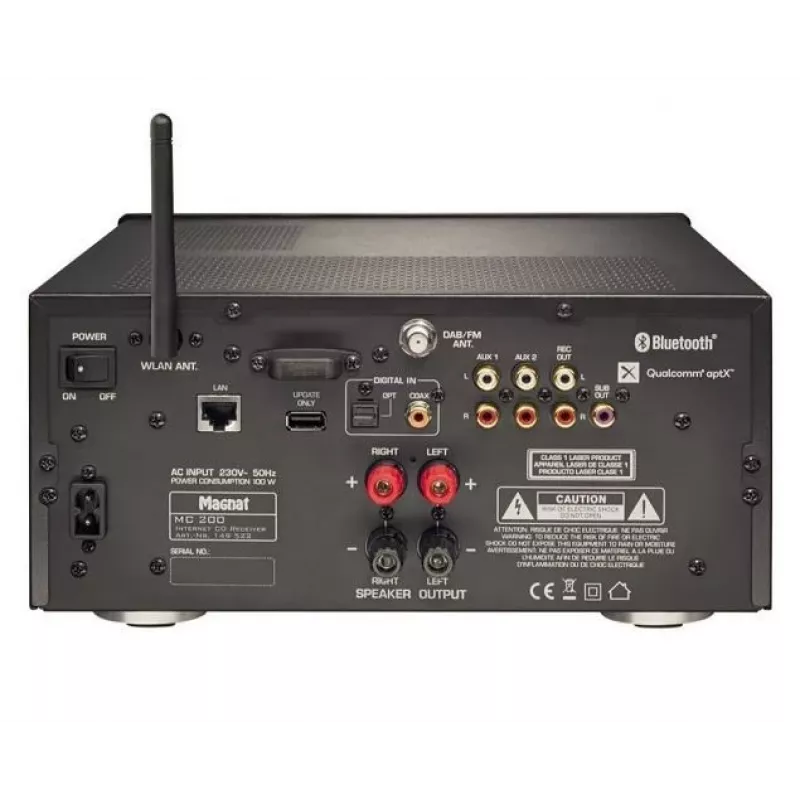 MAGNAT MC-200 amplificador estéreo com Bluetooth 5.0, Wi-Fi, DAB+ e entrada Phono MM