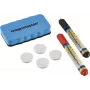 MAGNETOPLAN HOLTZ 37102 Conjunto de Acessórios para Quadro Branco – Apagador Magnético, 4 Ímanes, 4 Marcadores (Preto/Vermelho)