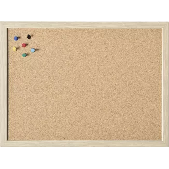 MAGNETOPLAN HOLTZ Cortiça com moldura de madeira 800 x 600 mm, cortiça natural, quadro de cortiça para parede para notas, memorandos e fotos (121923)