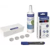 MAGNETOPLAN HOLTZ Magnetoplan 12299N Conjunto de acessórios para quadro branco – 4 marcadores de apagar a seco, 250 ml de líquido de limpeza, apagador magnético, 10 panos, preto