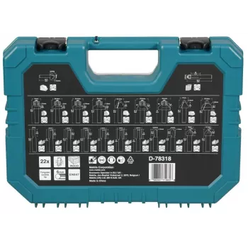 Conjunto de 22 brocas universais Makita com HSS-R, brocas para pedra, brocas para madeira e pontas de aparafusar, 6 mm