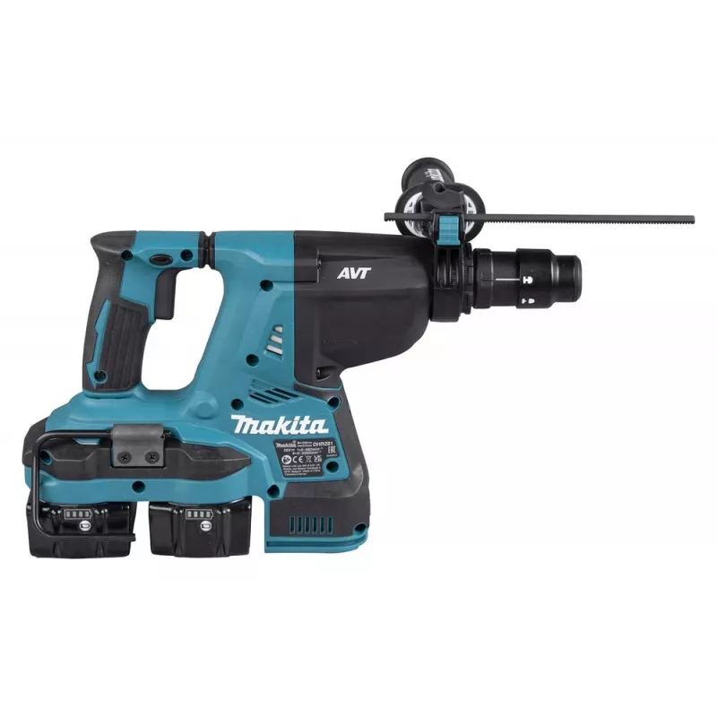 Conjunto martelo perfurador SDS-Plus sem escovas Makita DHR281PT2J 36V (2x18V) com 2 baterias de 5,0Ah, carregador duplo e mala Makpac