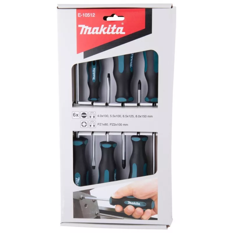 Makita E-10512 conjunto de chaves de fendas, 6 peças (fenda/Pozidriv)