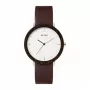 Relógio unissexo MAM MAM628 39mm caixa de madeira de teca bracelete de pele preta