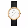 Relógio unissexo MAM MAM687 39 mm madeira de teca com bracelete de pele preta
