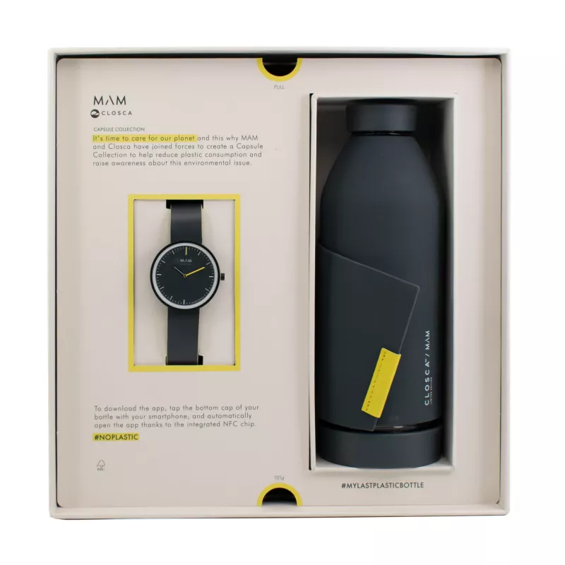 MAM MAM96 relógio unissexo 39mm movimento de quartzo japonês madeira de teca e aço inoxidável mostrador preto bracelete de pele preta