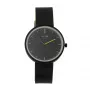 MAM MAM96 relógio unissexo 39mm movimento de quartzo japonês madeira de teca e aço inoxidável mostrador preto bracelete de pele preta