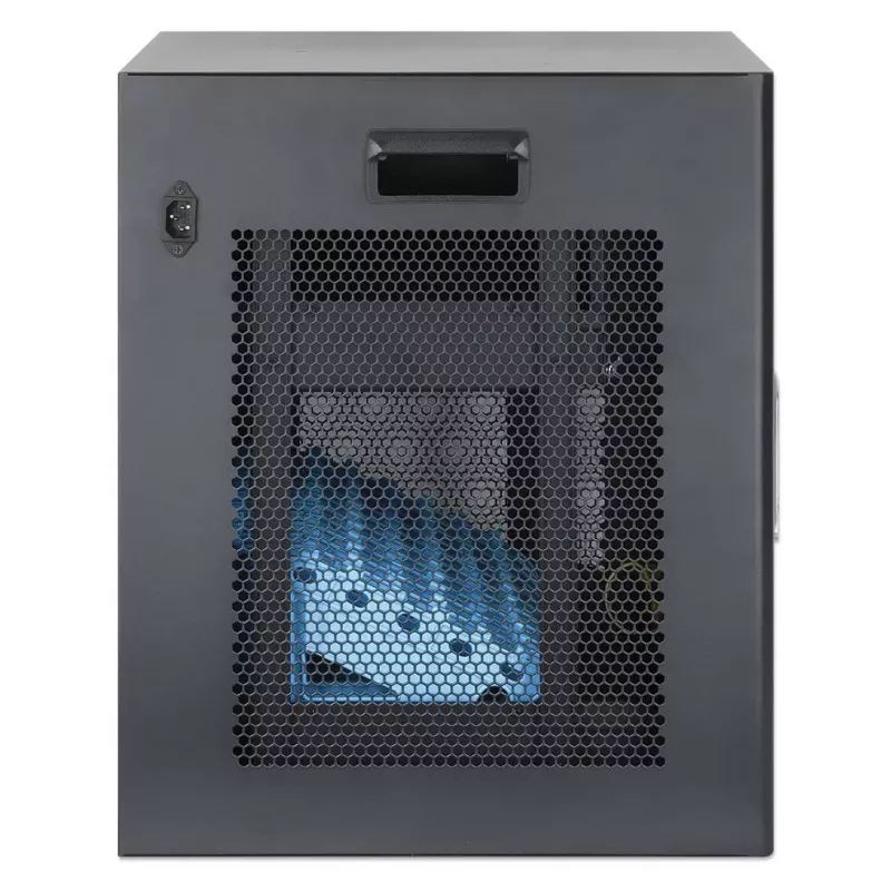 Manhattan armário de carregamento de portáteis 10 compartimentos de secretária com adaptador AC (UE) – carrinho de aço com fecho para portáteis até 16 polegadas, iPads, MacBooks, Chromebooks