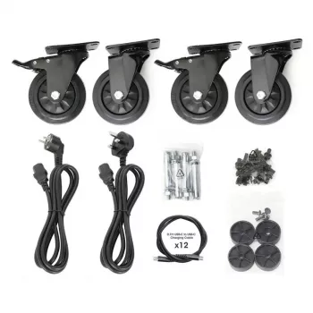 Manhattan Armário de carregamento USB-C para portáteis 12 portas com rodas, 65W por porta, 780W total, aço, preto, cabos UK e EU, compartimentos 395x32,5x290mm